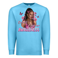 Ocean Blue breast cancer awareness afro woman Premium Sweatshirt - NancyCooperArtShop