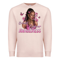 Pale Pink breast cancer awareness afro woman Premium Sweatshirt - NancyCooperArtShop
