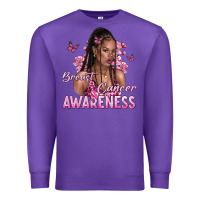 Purple breast cancer awareness afro woman Premium Sweatshirt - NancyCooperArtShop