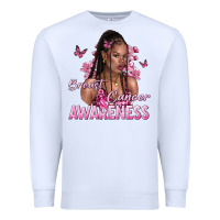 White breast cancer awareness afro woman Premium Sweatshirt - NancyCooperArtShop
