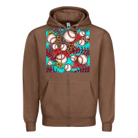 Chestnut baseball leopard turquoise sunflower seamless pattern Zipper Hoodie - JahusDesignShop