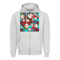 Dove Grey baseball leopard turquoise sunflower seamless pattern Zipper Hoodie - JahusDesignShop