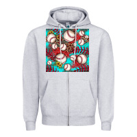 Heather Grey baseball leopard turquoise sunflower seamless pattern Zipper Hoodie - JahusDesignShop