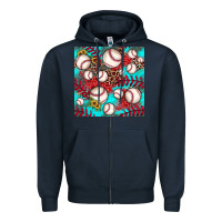 Navy baseball leopard turquoise sunflower seamless pattern Zipper Hoodie - JahusDesignShop