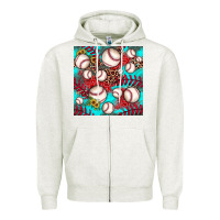 Oatmeal Heather baseball leopard turquoise sunflower seamless pattern Zipper Hoodie - JahusDesignShop