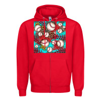 Red baseball leopard turquoise sunflower seamless pattern Zipper Hoodie - JahusDesignShop