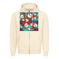Sandshell baseball leopard turquoise sunflower seamless pattern Zipper Hoodie - JahusDesignShop