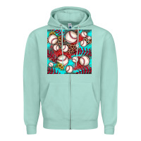 Seafoam baseball leopard turquoise sunflower seamless pattern Zipper Hoodie - JahusDesignShop