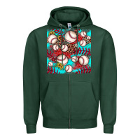 Sports Green baseball leopard turquoise sunflower seamless pattern Zipper Hoodie - JahusDesignShop