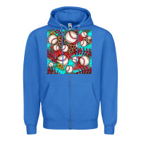 True Royal baseball leopard turquoise sunflower seamless pattern Zipper Hoodie - JahusDesignShop