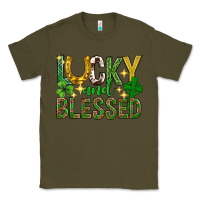 Army Green Lucky and blessed st. patricks day Classic Tee - Neo Western
