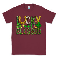Burgundy Lucky and blessed st. patricks day Classic Tee - Neo Western