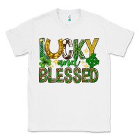 White Lucky and blessed st. patricks day Classic Tee - Neo Western