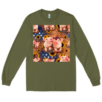 Army Green american pigs seamless pattern Long Sleeve Tee - HRA Design Shop