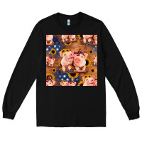 Black american pigs seamless pattern Long Sleeve Tee - HRA Design Shop