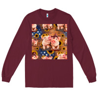 Burgundy american pigs seamless pattern Long Sleeve Tee - HRA Design Shop