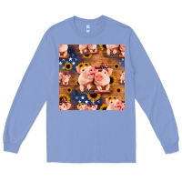 Colony Blue american pigs seamless pattern Long Sleeve Tee - HRA Design Shop