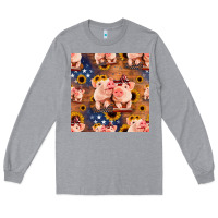 Heather Grey american pigs seamless pattern Long Sleeve Tee - HRA Design Shop