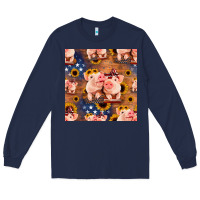 Navy american pigs seamless pattern Long Sleeve Tee - HRA Design Shop