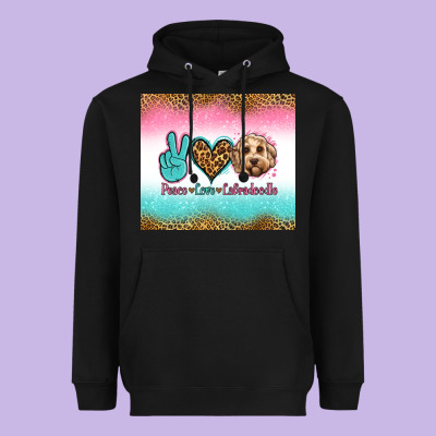 Peace Love Labradoodle Heavyweight Hoodie Designed By Jasminsmagicworld