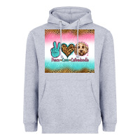 Heather Grey peace love labradoodle Heavyweight Hoodie - Jasminsmagicworld