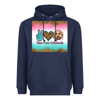Navy peace love labradoodle Heavyweight Hoodie - Jasminsmagicworld