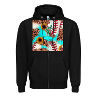 Black baseball leopard turquoise cactus sunflower seamless pattern Zipper Hoodie - JahusDesignShop