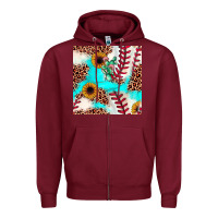 Burgundy baseball leopard turquoise cactus sunflower seamless pattern Zipper Hoodie - JahusDesignShop