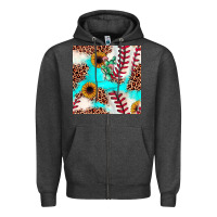 Charcoal Heather baseball leopard turquoise cactus sunflower seamless pattern Zipper Hoodie - JahusDesignShop