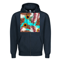 Navy baseball leopard turquoise cactus sunflower seamless pattern Zipper Hoodie - JahusDesignShop