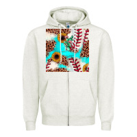 Oatmeal Heather baseball leopard turquoise cactus sunflower seamless pattern Zipper Hoodie - JahusDesignShop