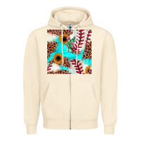 Sandshell baseball leopard turquoise cactus sunflower seamless pattern Zipper Hoodie - JahusDesignShop