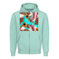 Seafoam baseball leopard turquoise cactus sunflower seamless pattern Zipper Hoodie - JahusDesignShop