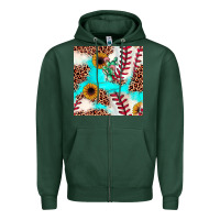 Sports Green baseball leopard turquoise cactus sunflower seamless pattern Zipper Hoodie - JahusDesignShop