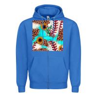 True Royal baseball leopard turquoise cactus sunflower seamless pattern Zipper Hoodie - JahusDesignShop