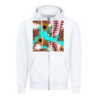 White baseball leopard turquoise cactus sunflower seamless pattern Zipper Hoodie - JahusDesignShop