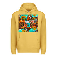 Antique Gold pumpkin nurse with sunflower Premium Hoodie - AdoDesignShop