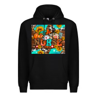 Black pumpkin nurse with sunflower Premium Hoodie - AdoDesignShop