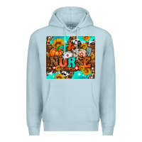 Blue Mist pumpkin nurse with sunflower Premium Hoodie - AdoDesignShop