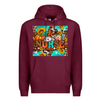 Burgundy pumpkin nurse with sunflower Premium Hoodie - AdoDesignShop