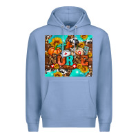 Colony Blue pumpkin nurse with sunflower Premium Hoodie - AdoDesignShop
