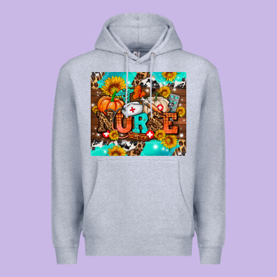 Pumpkin Nurse With Sunflower Premium Hoodie Designed By Adodesignshop