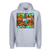 Heather Grey pumpkin nurse with sunflower Premium Hoodie - AdoDesignShop