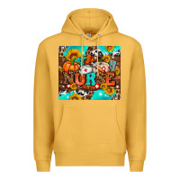 Mustard pumpkin nurse with sunflower Premium Hoodie - AdoDesignShop