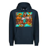 Navy pumpkin nurse with sunflower Premium Hoodie - AdoDesignShop
