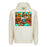 Oatmeal Heather pumpkin nurse with sunflower Premium Hoodie - AdoDesignShop