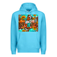 Ocean Blue pumpkin nurse with sunflower Premium Hoodie - AdoDesignShop