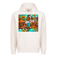 Pale Pink pumpkin nurse with sunflower Premium Hoodie - AdoDesignShop