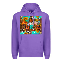 Purple pumpkin nurse with sunflower Premium Hoodie - AdoDesignShop