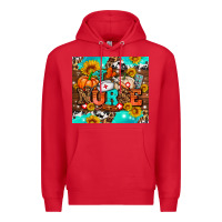 Red pumpkin nurse with sunflower Premium Hoodie - AdoDesignShop